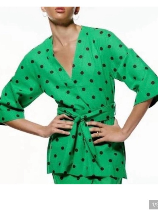 Zara Dresses & Skirts - Zara Green Polka Dot A-Line Skirt